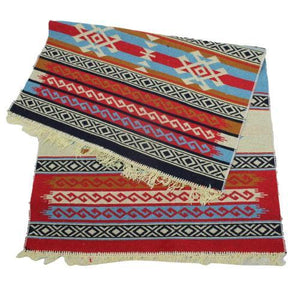 Alfombra turca kilim azul rojo y beige antique