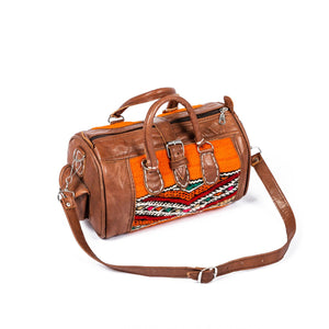 Bolso marroquí de cuero con kilim