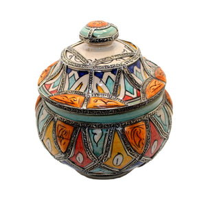 Bombonera árabe de cerámica y hueso