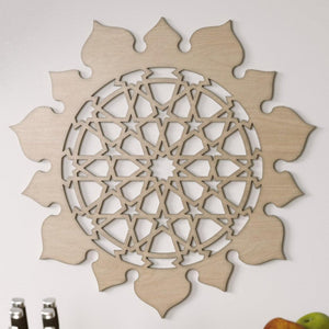Celosía árabe de madera decorativa modelo solar
