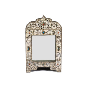 Conjunto de espejo y baúl de hueso árabe exclusivos