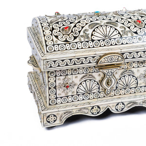 Conjunto de espejo y baúl de hueso árabe exclusivos