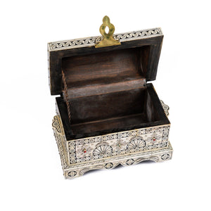 Conjunto de espejo y baúl de hueso árabe exclusivos