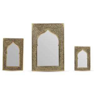 Espejo marroquí de alpaca grabada dorado - 9 tamaños