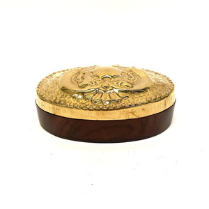 Joyero árabe de madera y latón ovalado Golden