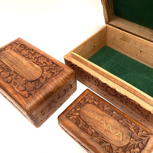 Juego de 3 Joyeros de Madera Souvenir España terciopelo