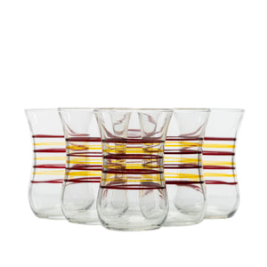 Juego 6 vasos turcos de té - rojo & amarillo