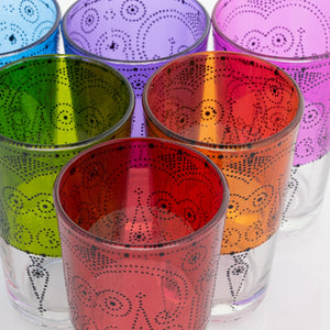Juego de 6 vasos de té árabe dibujados con henna