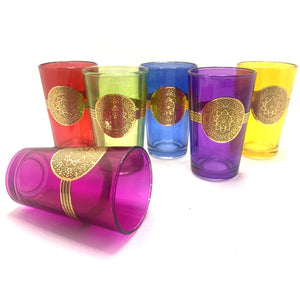 Juego de 6 vasos de té árabes sol dorado