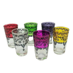Juego de 6 vasos de té marroquíes fath con henna