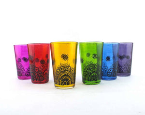 Juego de 6 vasos de té moruno con henna Kafi