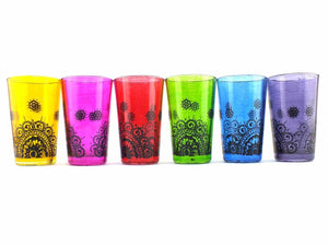 Juego de 6 vasos de té moruno con henna Kafi