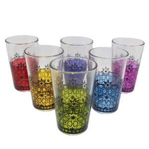 Juego de 6 vasos morunos de té con henna Madrasa