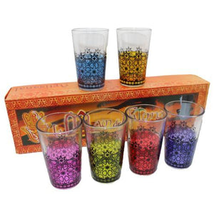 Juego de 6 vasos morunos de té con henna Madrasa