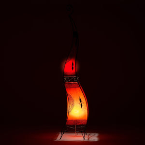Lámpara marroquí de henna y piel 150cm roja