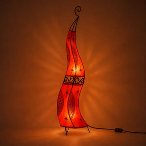 Lámpara marroquí de piel y forja 120cm roja