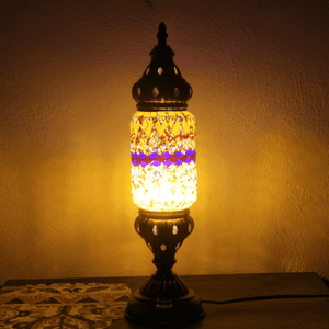 Lámpara turca de mesa tubo con cristales de mosaico - Nº1 Burtukali