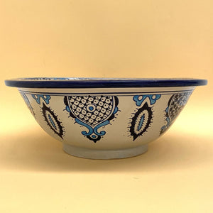 Lavabo Árabe de Cerámica de Fez Azulado 40cm | Artesanía Marroquí