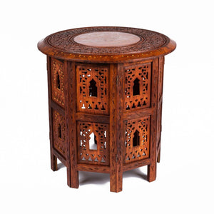 Mesa de India auxiliar tallada en madera