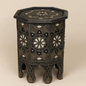 mesa marroquí auxiliar de hueso blanco