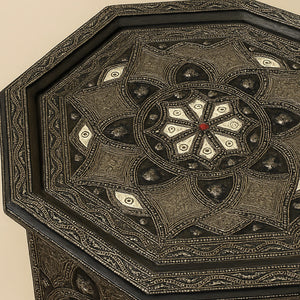 mesa marroquí auxiliar de hueso blanco detalle