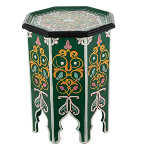 Mesa marroquí de madera verde pintada a mano
