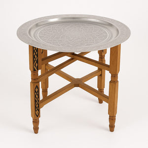 mesa de té marroquí plateada artesanal