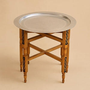 mesa de té marroquí plateada