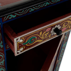 Mesita de noche árabe granate pintada a mano