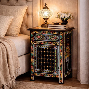 mesita de noche marroqui musharabi negra