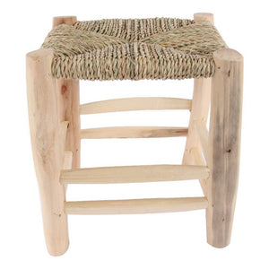 Taburete marroquí de madera y anea esparto natural