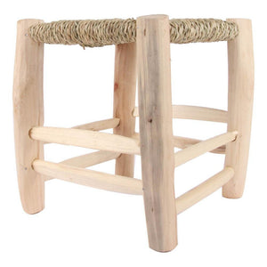 Taburete marroquí de madera y anea esparto natural