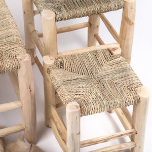 Taburete marroquí de madera y anea esparto natural
