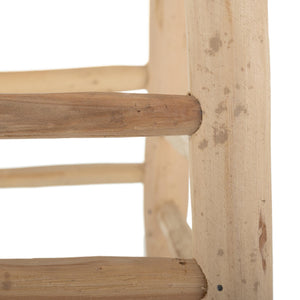 Taburete marroquí de madera y anea Gris & Blanca