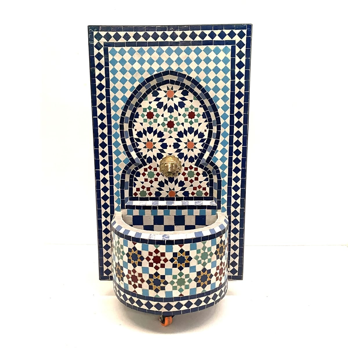 Fuente árabe de azulejos tallada a mano multicolor 90x50