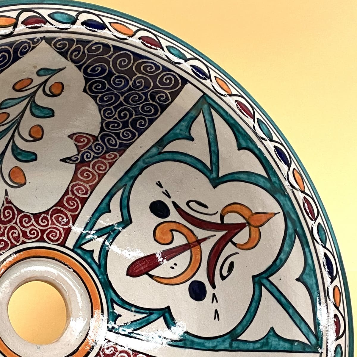 Lavabo árabe de cerámica floral 35cm