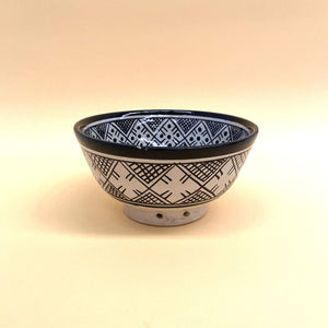 Schwarz-weiße arabische Salatschüssel im Berber-Stil, 18 cm