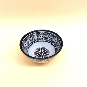 Schwarz-weiße arabische Salatschüssel im Berber-Stil, 18 cm