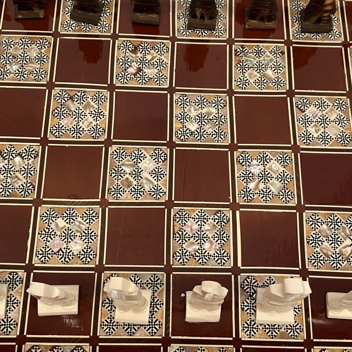 Ajedrez Egipcio de Taracea detalle tablero