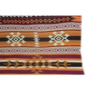 Türkischer Kelim Teppich braun, schwarz und orange antik