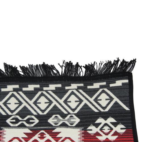 Alfombra turca kilim rojo y negro antique