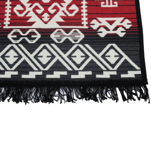 Alfombra turca kilim rojo y negro antique