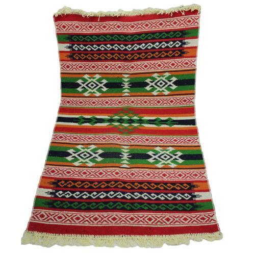 Alfombra turca kilim verde naranja y rojo antique