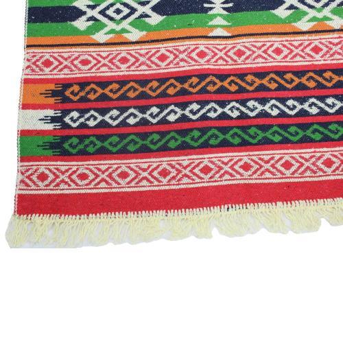 Alfombra turca kilim verde naranja y rojo antique