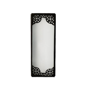 مصباح حائط مغربي من الحديد المطاوع والزجاج الأبيض