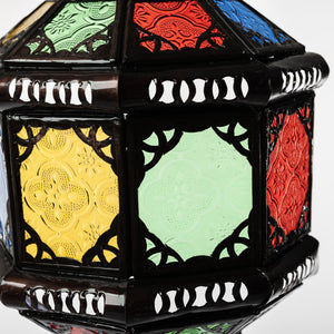 Aplique marroquí de forja y cristal multicolor