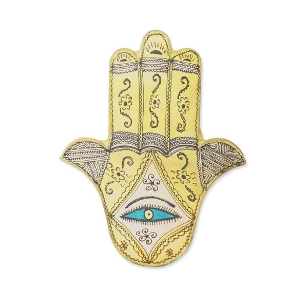 Aplique marroquí de piel y forja - Mano de Fátima