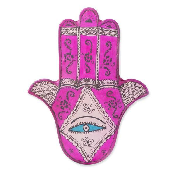 Aplique marroquí de piel y forja - Mano de Fátima