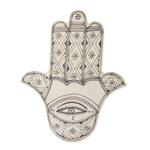 Aplique marroquí de piel y forja - Mano de Fátima