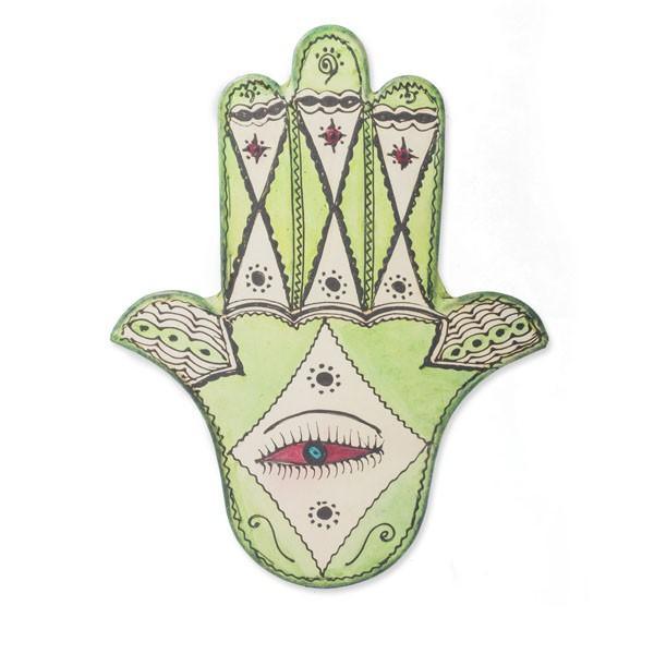 Aplique marroquí de piel y forja - Mano de Fátima